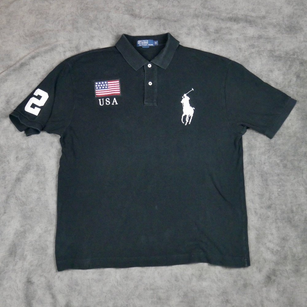 Vtg Polo Ralph Lauren Shirt Size XL Black Collared